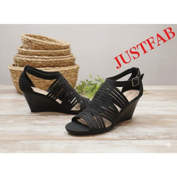 New JustFab Black Wedges Sz. 11 - Picture 1 of 6